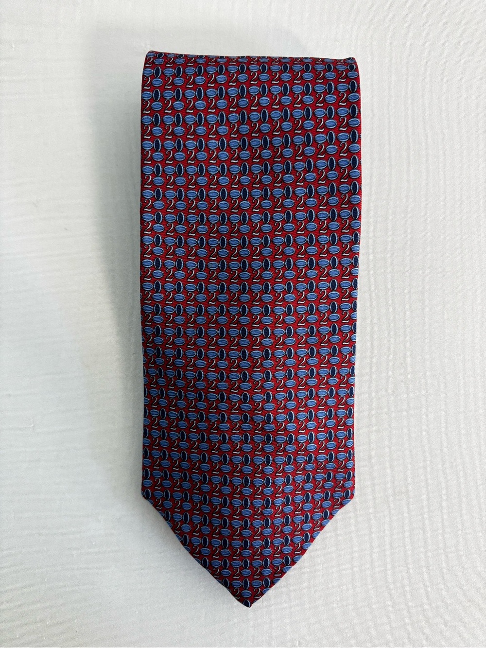 Vintage Brooks Brothers Makers Silk Tie Red Blue 2000 Millennium Made USA